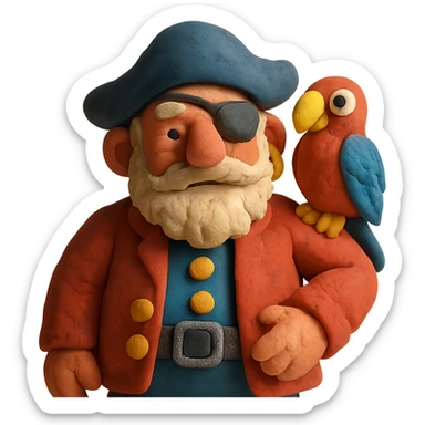 old pirate with a parrot on his shoulder sticker