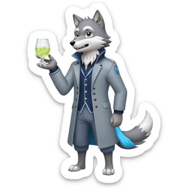 Toony Cartoony Animesque Ginga Nagareboshi Gin/Silver Fang the wolf (full body) sticker
