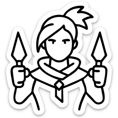 Jett from Valorant, a female character with short white hair, holding kunai knives, wind abilities sticker