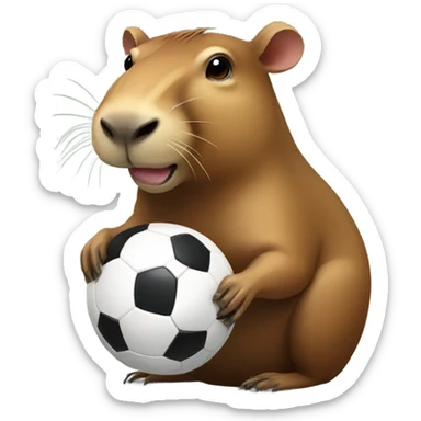 Capybara holding a soccer ball sticker