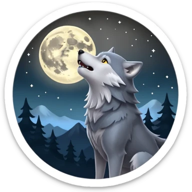 Wolf howling att Moon  sticker