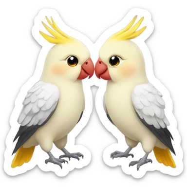 two cockatiel birds holding hands sticker