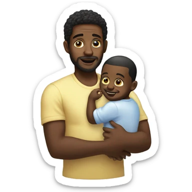 Black man holding baby oil sticker