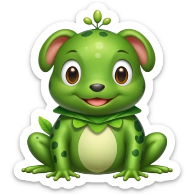 A pup with a frog costume  sticker