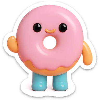 a donut in vinyl figure style sticker