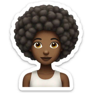 A lights skin black girl with a super fluffy Afro holding cotton sticker