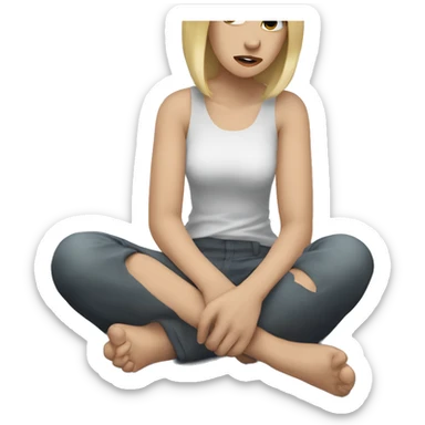 blonde hair girl with hurt arm sitting down sticker