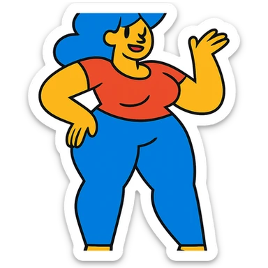 woman with exaggerated proportions sticker