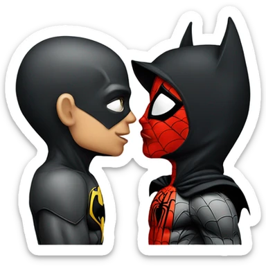 Spiderman kissing Batman sticker