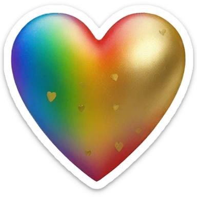 Rainbow heart with gold  sticker