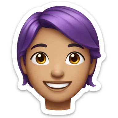 happy face brazilian girl, black eyes, beautiful smile, short purple hair sticker