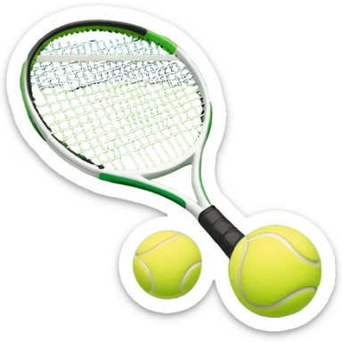 A tennis racket and a ball placed on the ground, with a tennis court in the background. The court lines and net are visible, emphasizing the structure and focus of the sport, creating a dynamic and energetic vibe. sticker