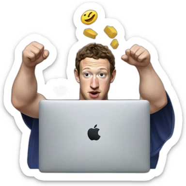 mark zuckerberg punching a macbook sticker