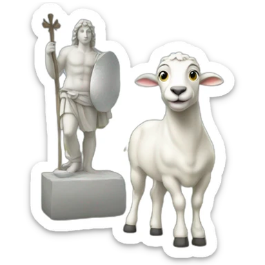 Une chèvre avec une statue de l'île de Pâques sticker
