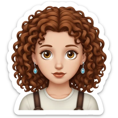 white girl brown curly hair and piercings  sticker