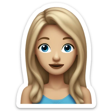 girl blue eyes light brown hair long plump lips shows peace sign sticker