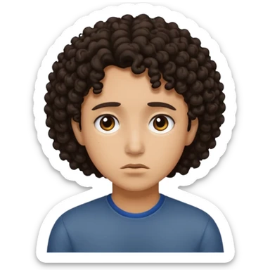 Super sad dark curly hair  sticker