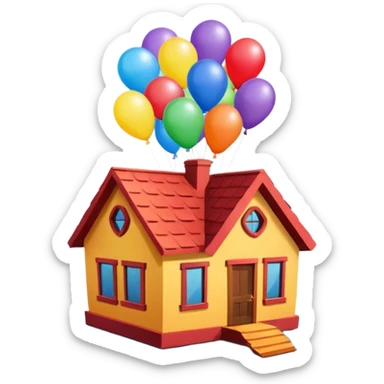 house flying with balloons sticker