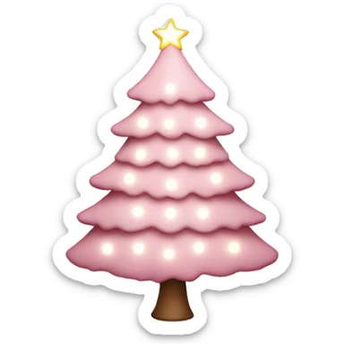 light pink christmas tree with white lights  sticker