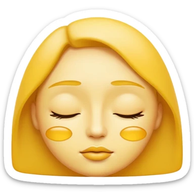 yellow face emoji with eyes gently closed and lips parted slightly in a whispering expression, smooth simple lines, subtle shading, rounded shapes, minimal detail, digital icon illustration, clean lines, flat colors sticker
