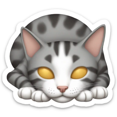 cat sleeping gray tabby sticker