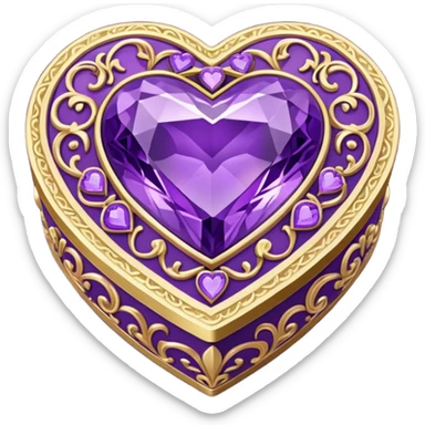 purple gemstone Rococo heart box sticker