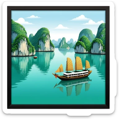 ha long  bay with a white border sticker