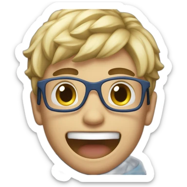 un joven gamer festejando que ganó una partida sticker