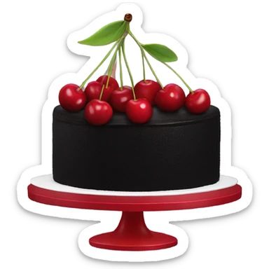 Cherries on a black cake sticker