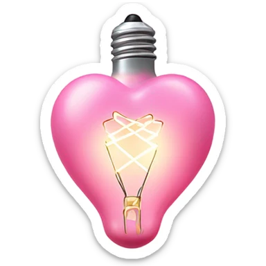 Realistic isolated pink heart shaped string light bulb . sticker