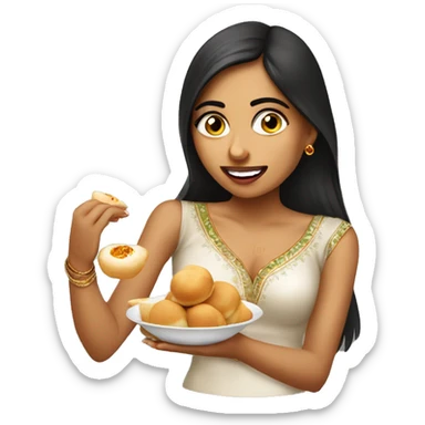 Desi indian girl eating pani puri sticker