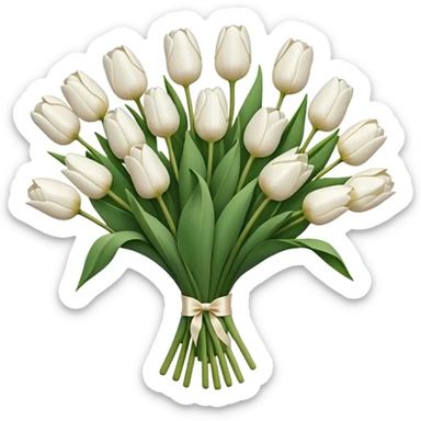 White tulips bouquet sticker