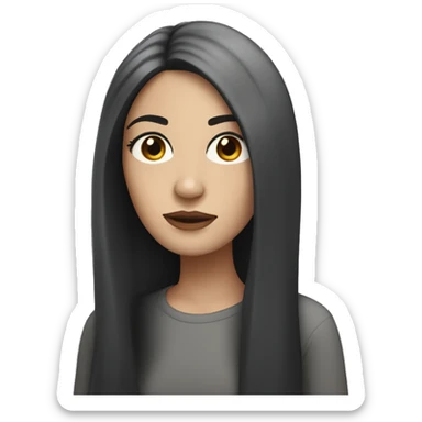 Pale with woman with long black hair with a middle part and hazel eyes sticker