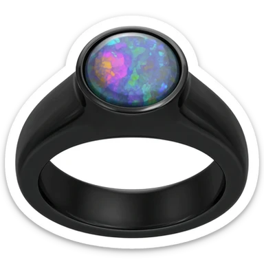 A Obsidian ring,with a Sunstone gem in the center sticker