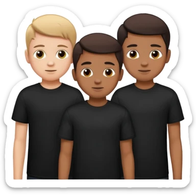 3 boys wearing black t shirt sticker