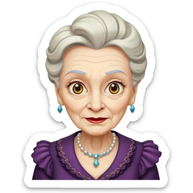 old woman with elegant make up and fancy clothes looking wicked and smirk sticker