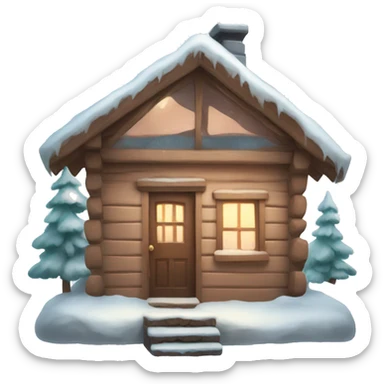 cute cozy winter cabin sticker