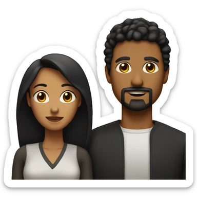 brown man with black hair and goatee and brown woman sticker