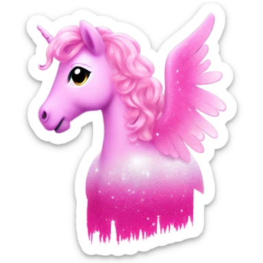 Hot pink ombre Pegasus covered in sparkles with light pink hair  sticker