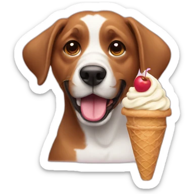 A dog eat a ice cream sticker