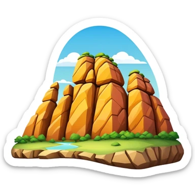 Cinematic Realistic Guatap√© Rock Landmark Emoji, showcasing a vividly colored rock formation with intricate patterns rendered with detailed textures and vibrant, scenic lighting. sticker
