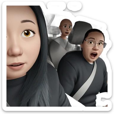 girl and boy in car sticker