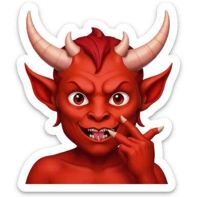 Creppy devil and shushing someone  🤫 like over there mouth sticker