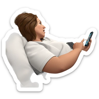 girl lying on bed with phone sticker