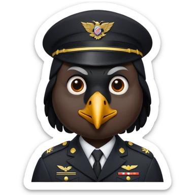eine kleiner schwarzer rabe im military stil, normale emoji gesten sticker