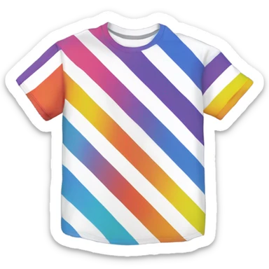 a short sleeve t-shirt divided by a diagonal line. One part white, one part with all spectrum colours fade sticker
