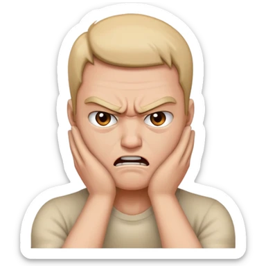 Somone holding there hands to their neck being mad sticker