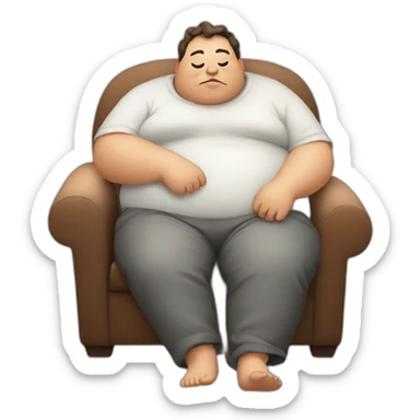 fat lazy person sticker