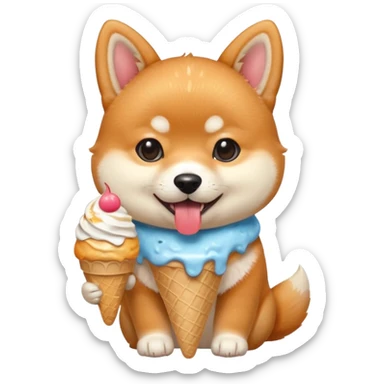 The baby shiba dog with icecream sticker