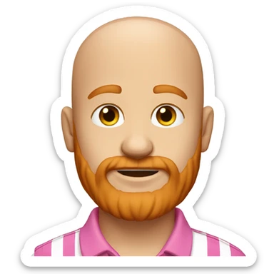 Bald redhair beard with a flashy pink polo sticker